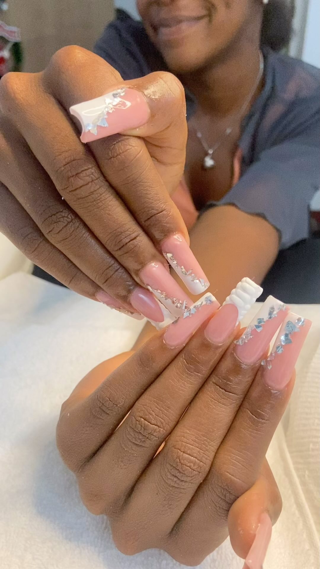 Stylish Pink and White Nail Design