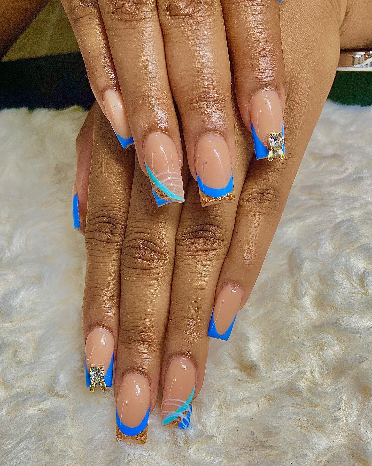 Elegant Blue French Tip Nails