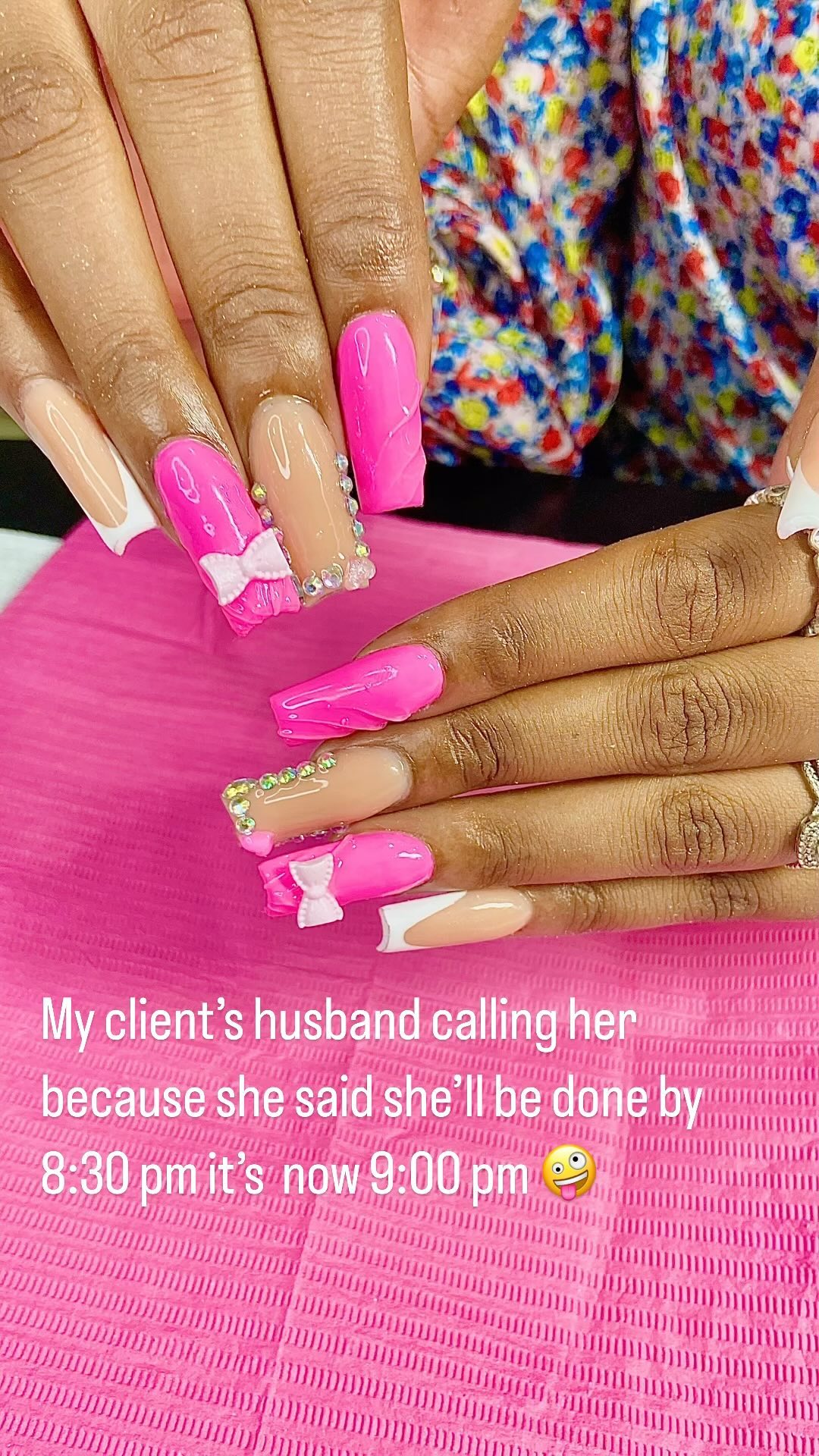 Nail Art with Pink and Nude Colors