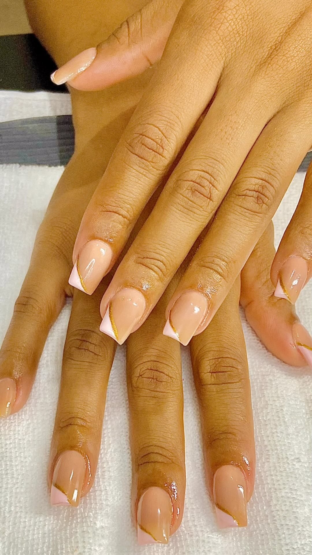 Elegant Nude Nails with Pink Tips