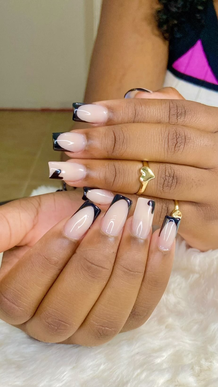 Elegant Black French Tip Nails