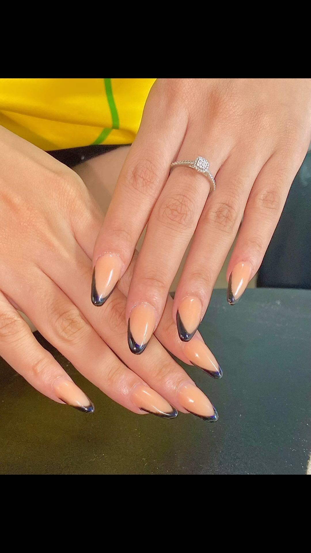 Nude and Black Stiletto Nails