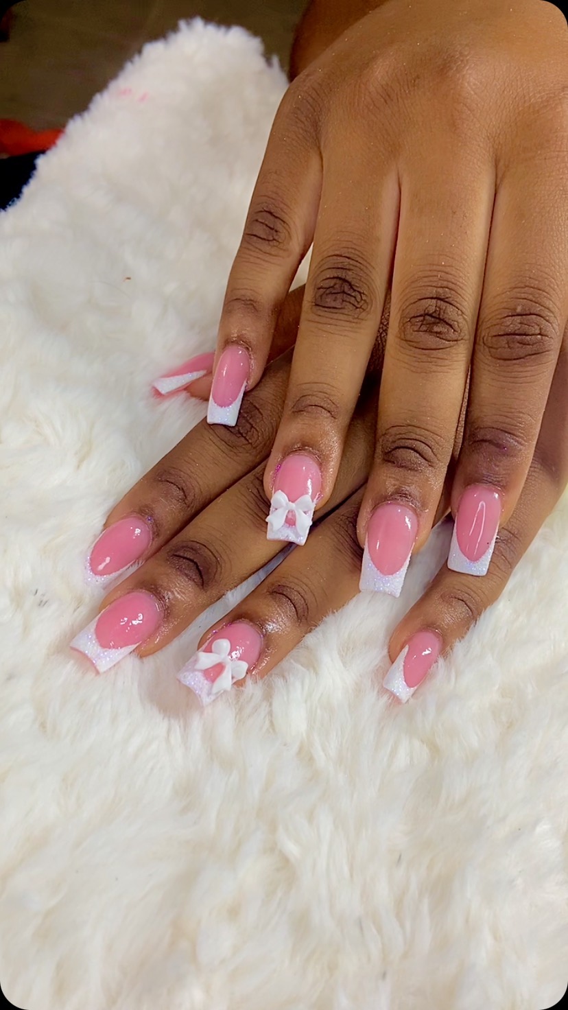 Nail Art with Bows and Glitter