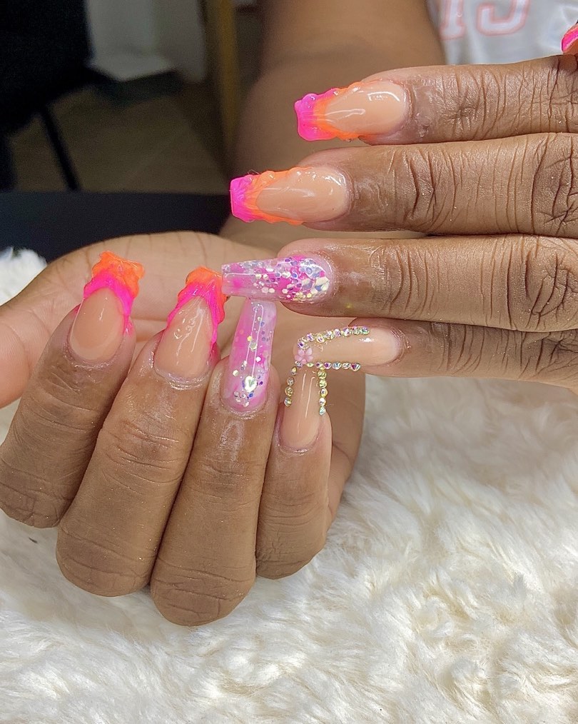 Vibrant Neon Glam Nails