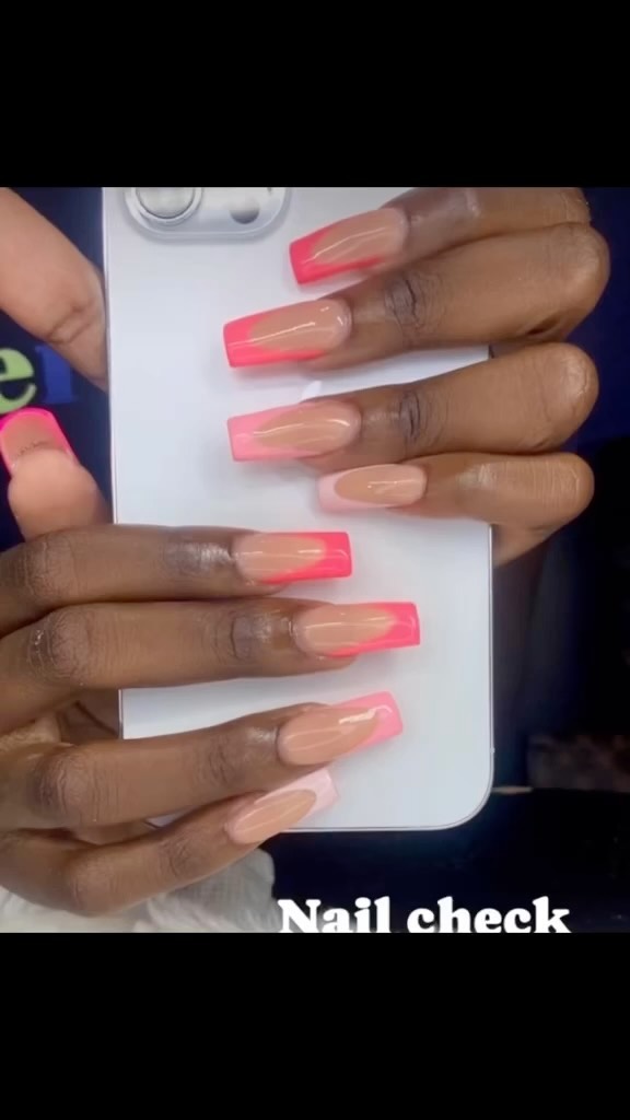 Vibrant Pink Ombre Nails