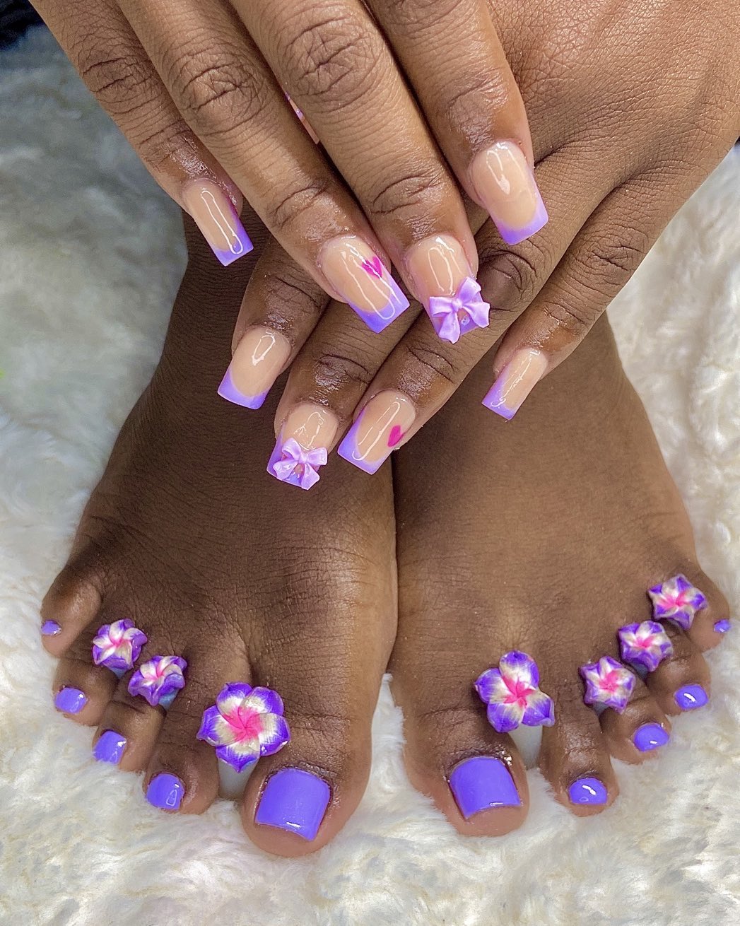 Purple Floral Nails