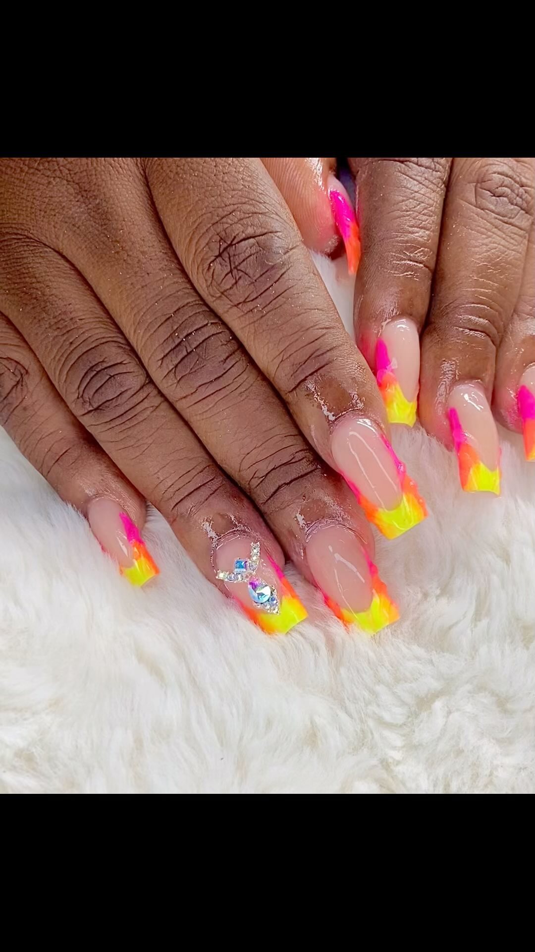 Vibrant Neon Ombre Nails