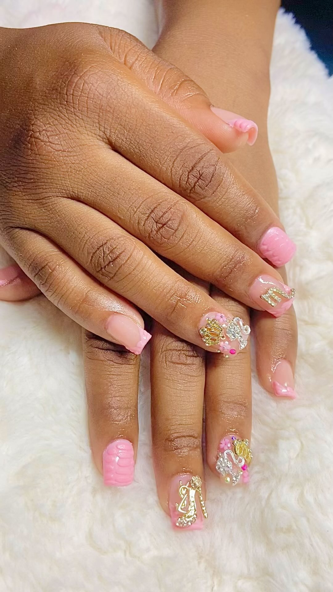 Stylish Pink Nails with Artistic Decorations