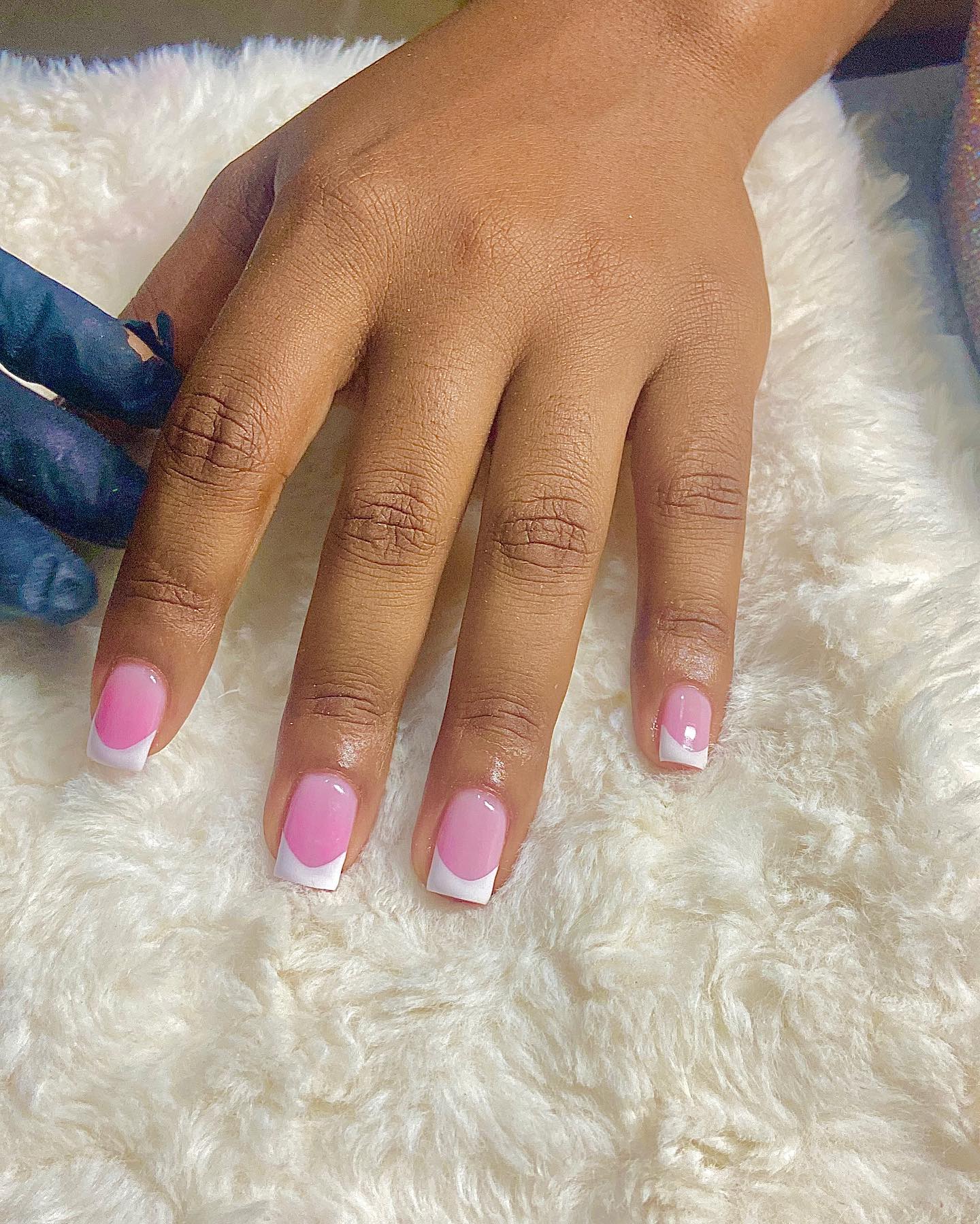 Pink and White French Tip Nails