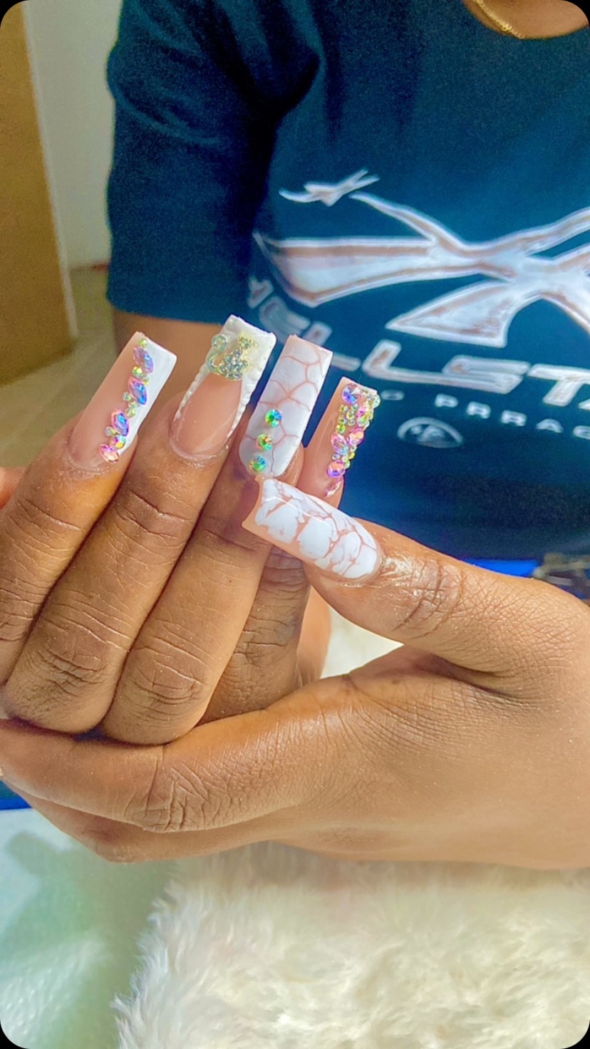 Elegant Artistic Nails with Gems