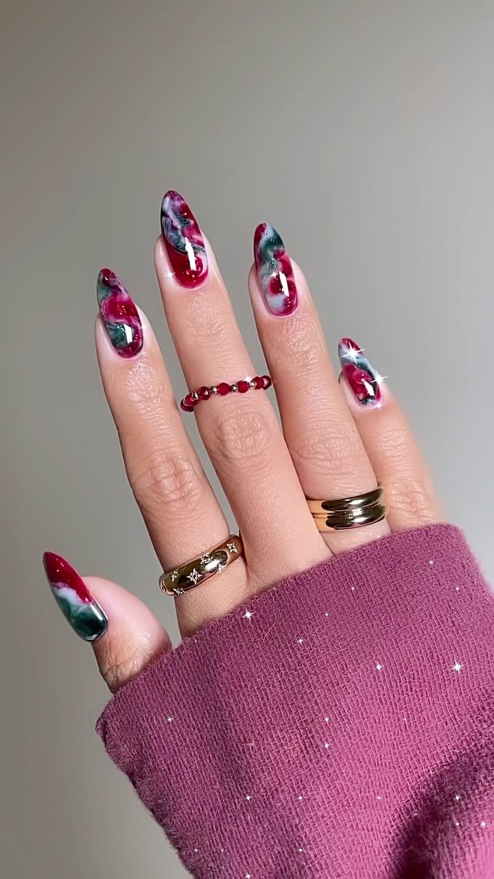 Stylish Abstract Marble Nail Art
