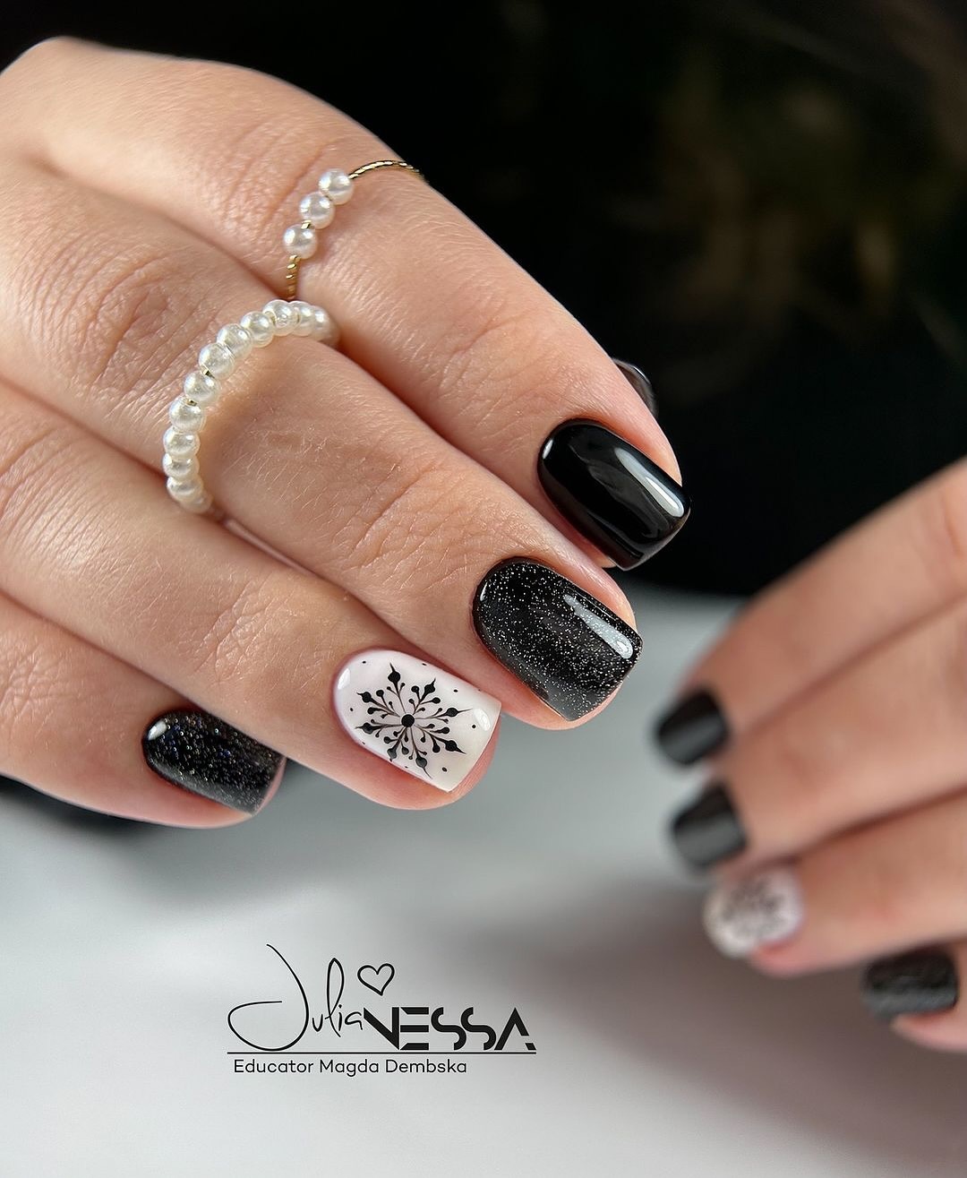 Elegant Black and White Nail Design