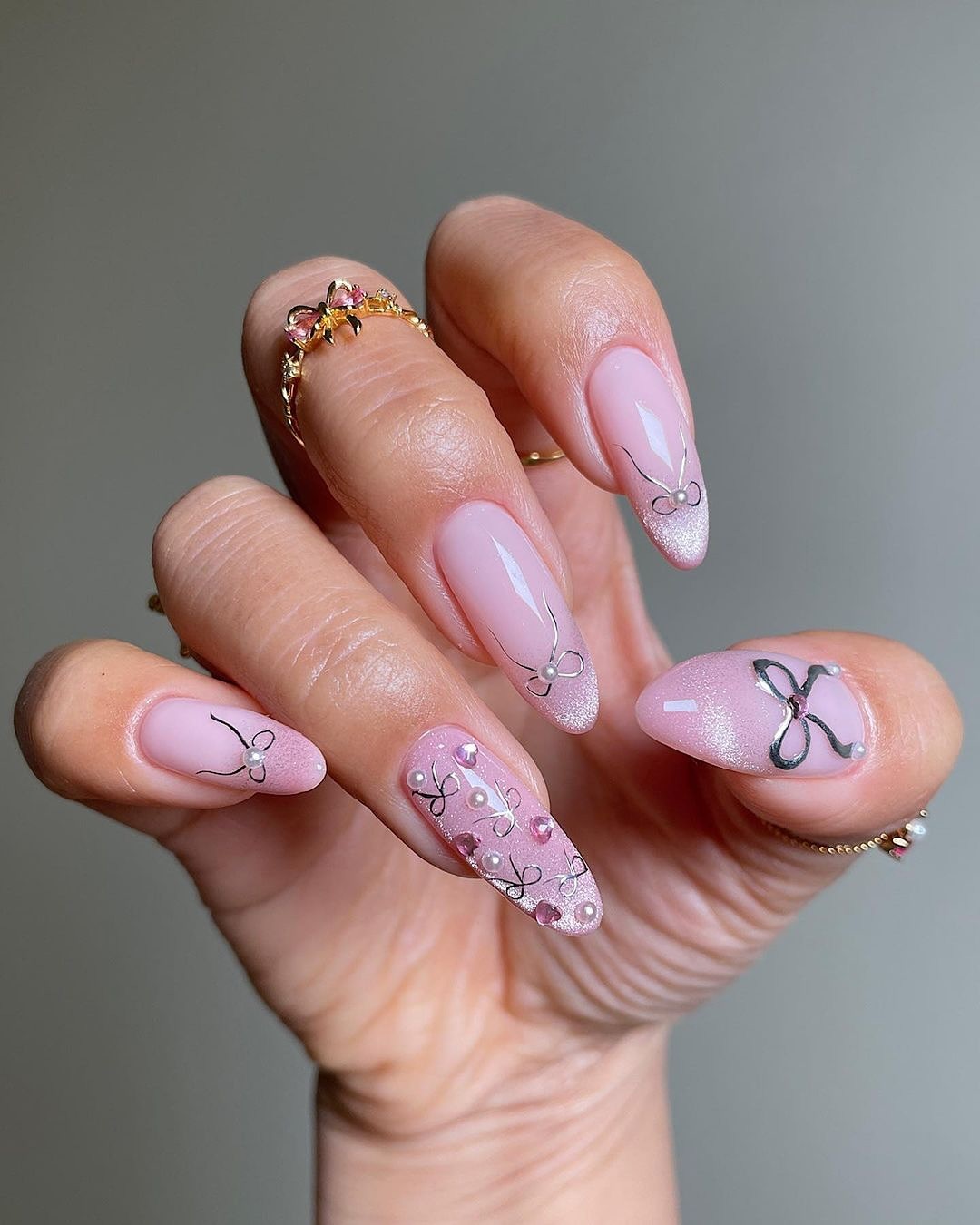 Elegant Pink Floral Nails