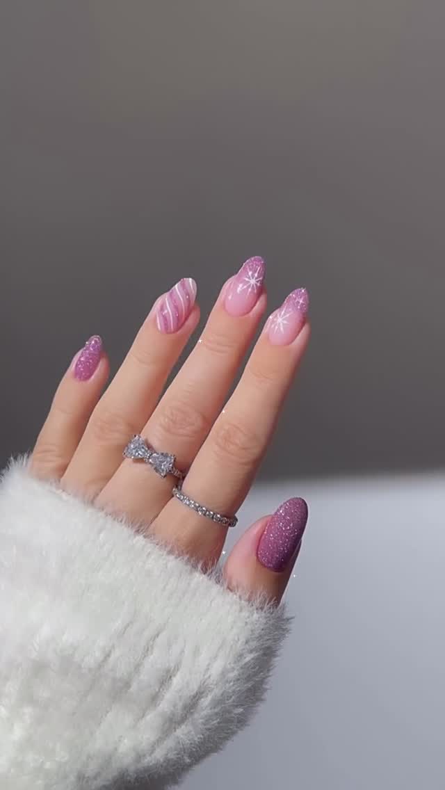 Elegant Pink and Glitter Nail Design