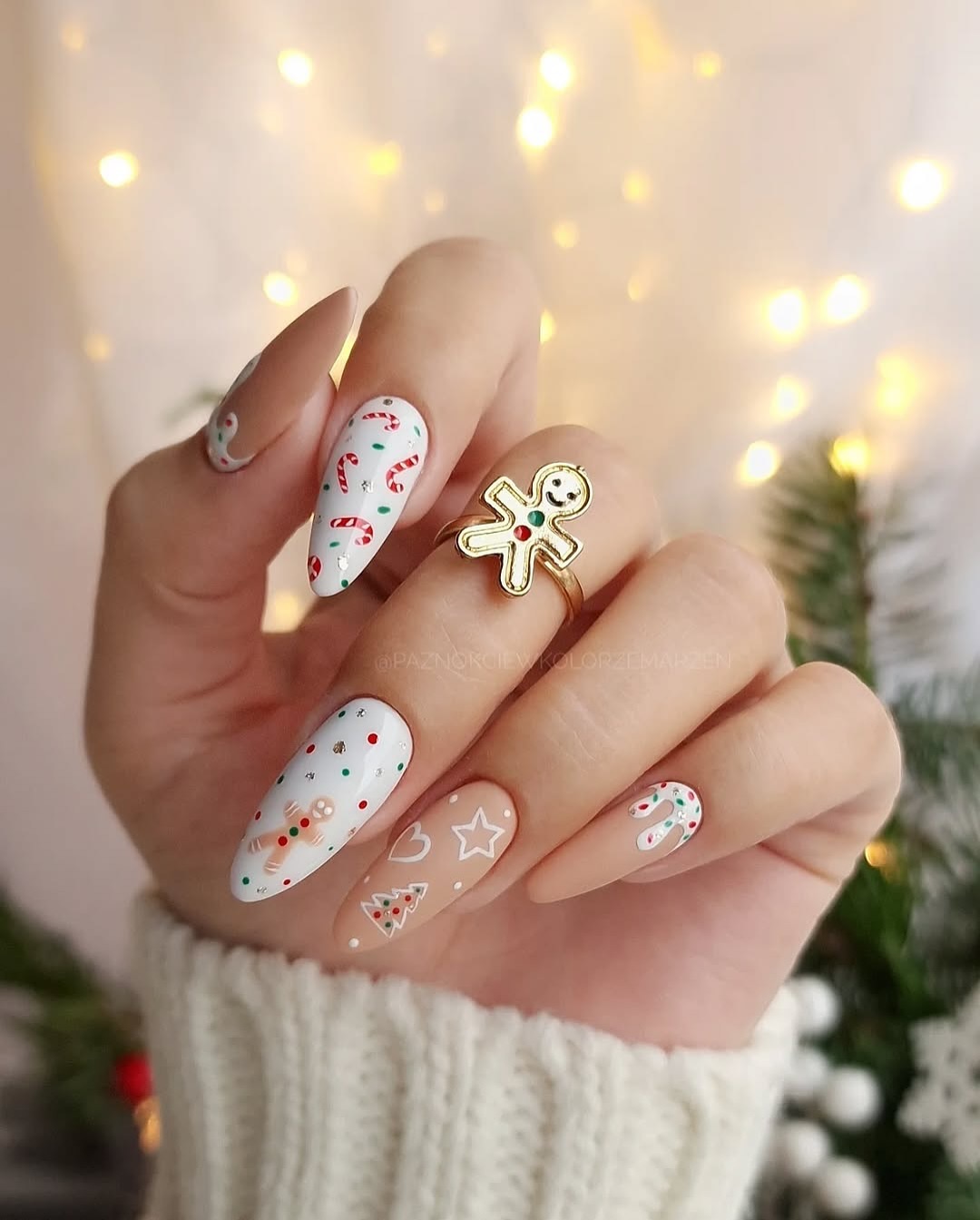 Festive Gingerbread Nail Art