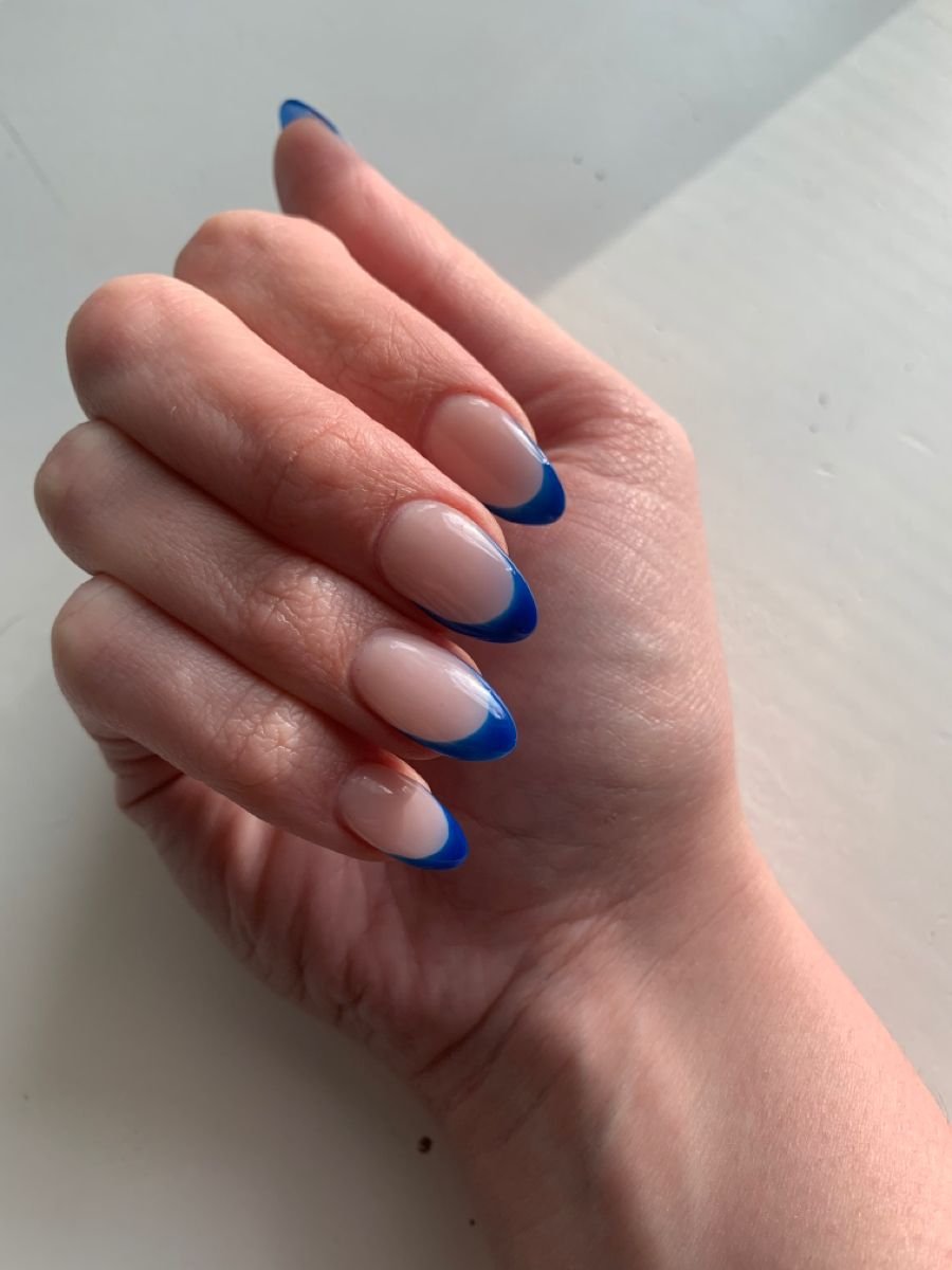Trendy Blue French Tip Nails