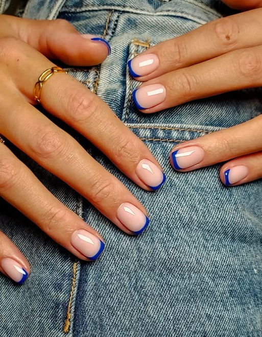 Elegant Blue French Tip Nails