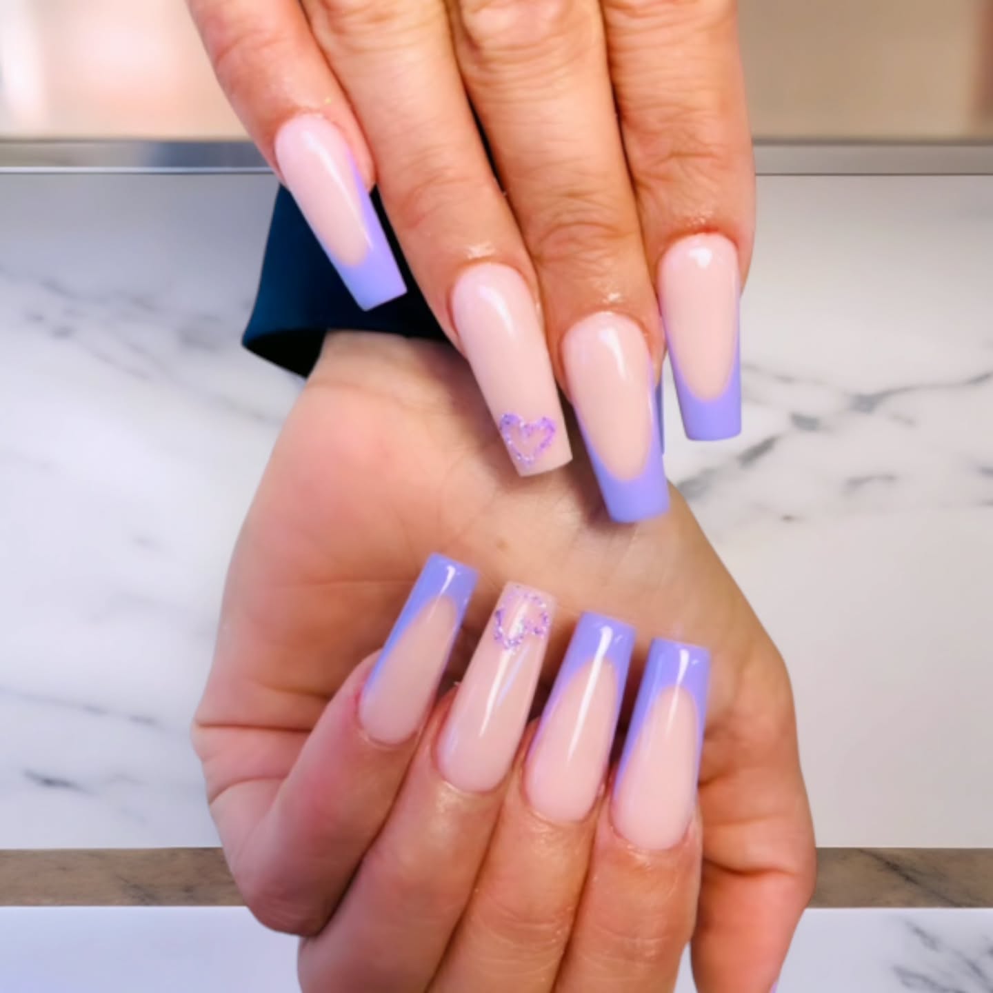 Ombre Purple and Nude Nails