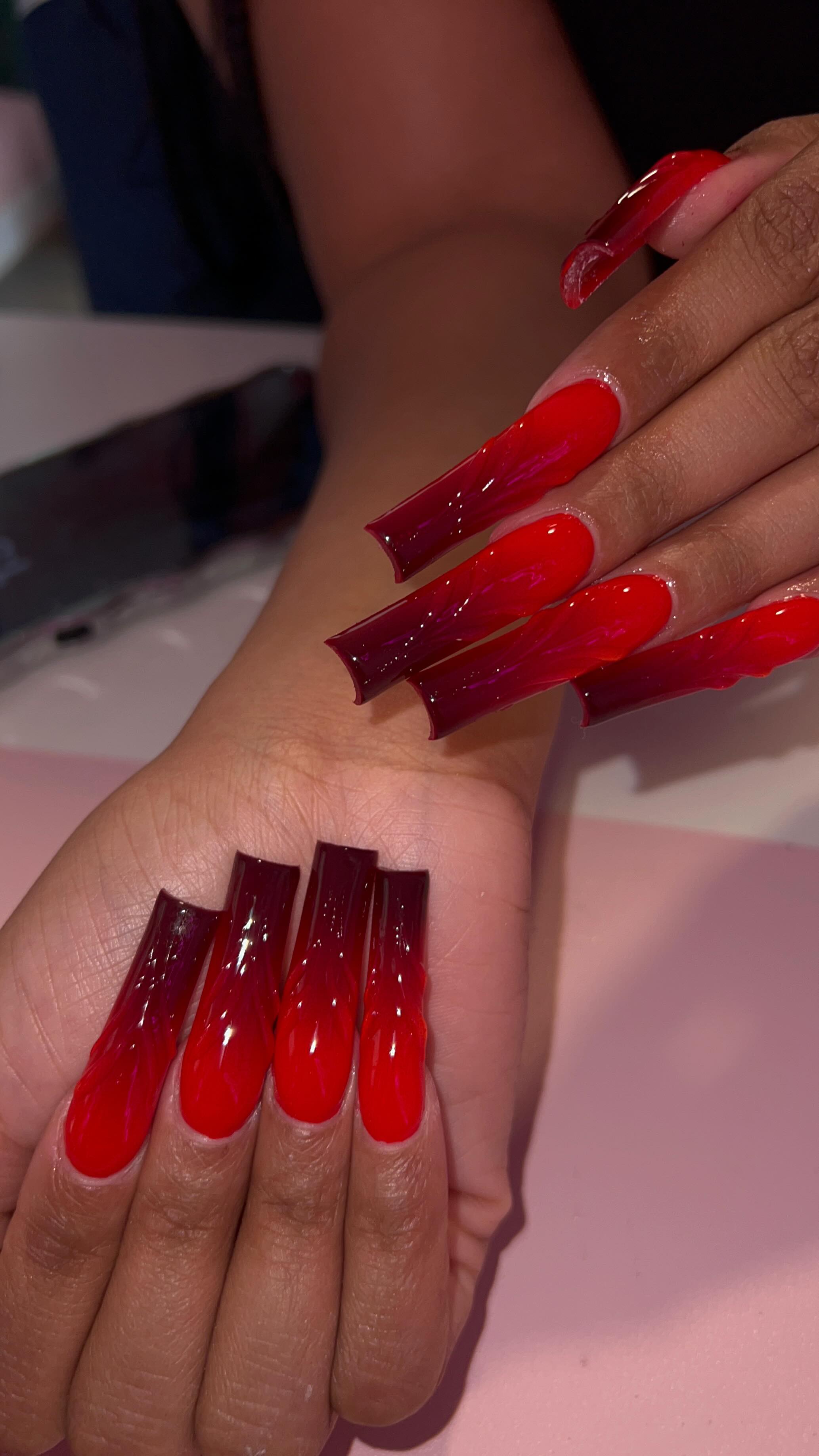 Red Ombre Nails