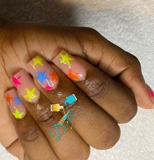 Colorful Star Nail Art