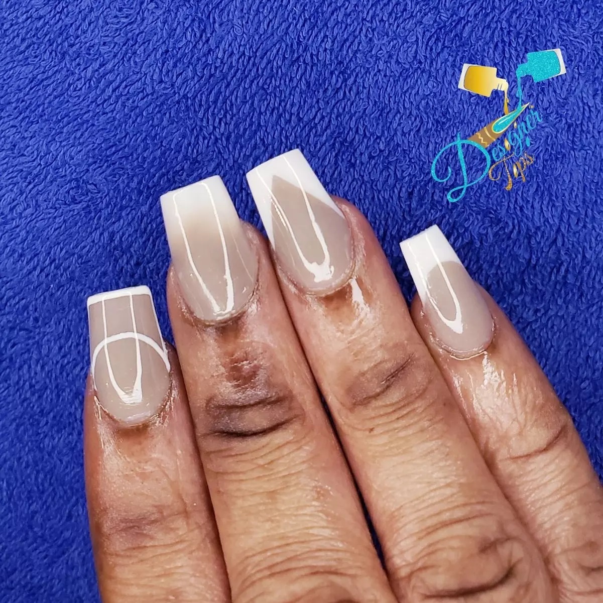 Elegant Nude and White French Tip Nails